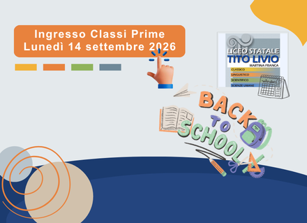 Ingresso delle classi prime - Lunedì 14 settembre 2026